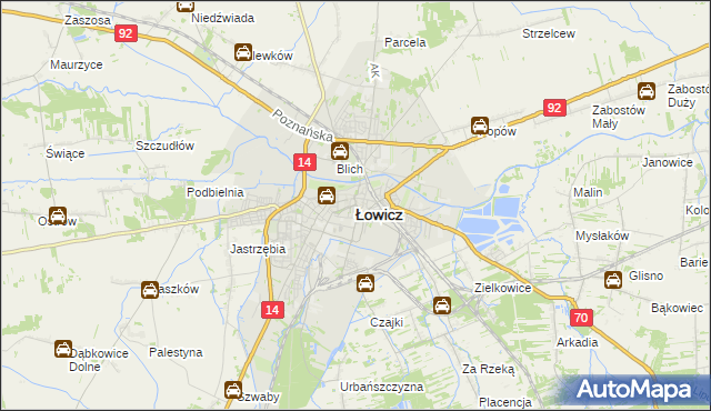 mapa Łowicza, Łowicz na mapie Targeo