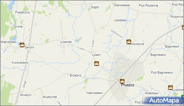 mapa Łowin, Łowin na mapie Targeo