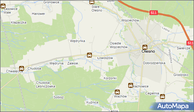 mapa Łowoszów, Łowoszów na mapie Targeo