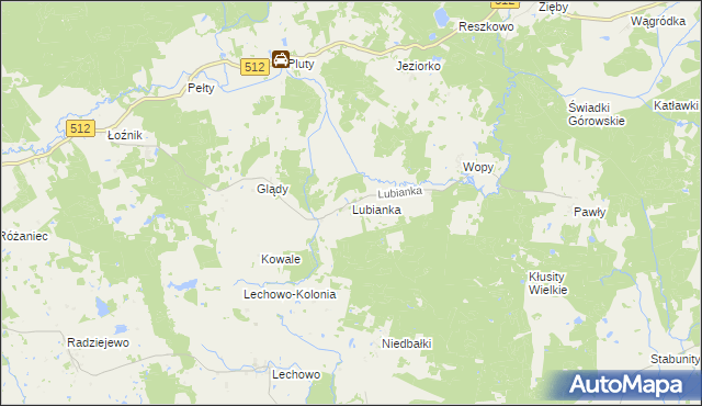 mapa Lubianka gmina Pieniężno, Lubianka gmina Pieniężno na mapie Targeo