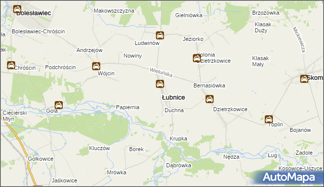 mapa Łubnice powiat wieruszowski, Łubnice powiat wieruszowski na mapie Targeo