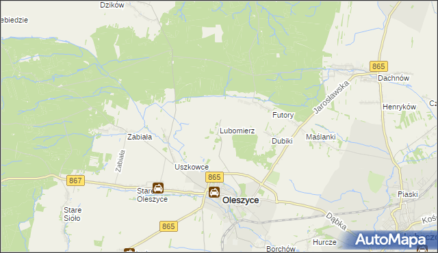 mapa Lubomierz gmina Oleszyce, Lubomierz gmina Oleszyce na mapie Targeo