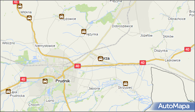 mapa Lubrza powiat prudnicki, Lubrza powiat prudnicki na mapie Targeo