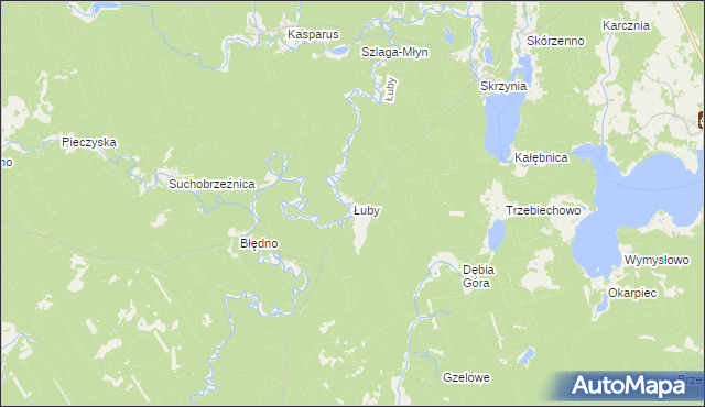 mapa Łuby gmina Osiek, Łuby gmina Osiek na mapie Targeo