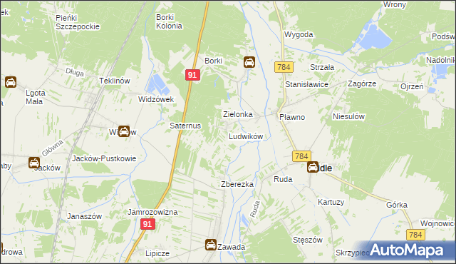 mapa Ludwików gmina Gidle, Ludwików gmina Gidle na mapie Targeo
