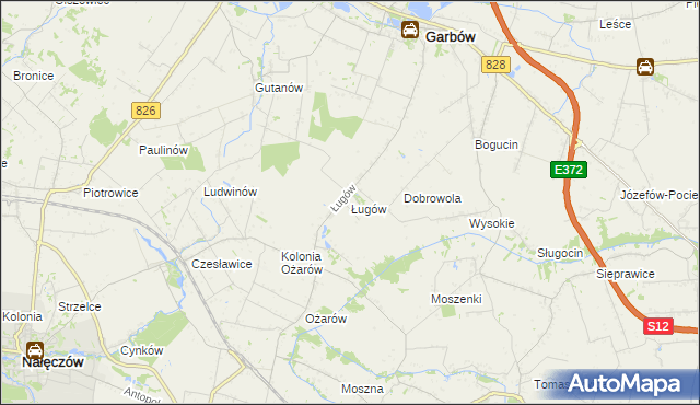 mapa Ługów gmina Jastków, Ługów gmina Jastków na mapie Targeo