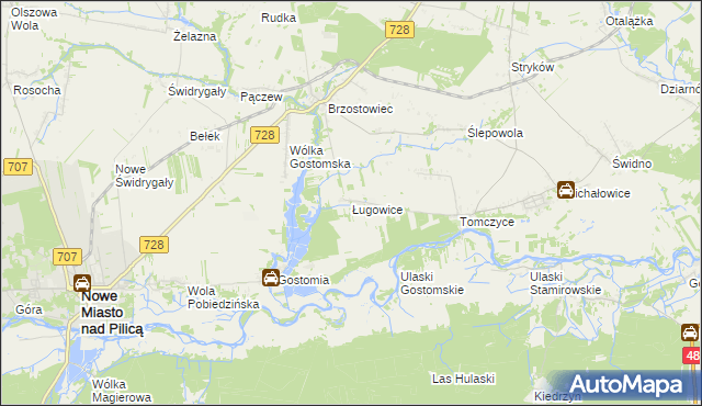 mapa Ługowice, Ługowice na mapie Targeo