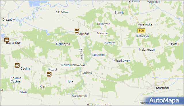 mapa Łukawica gmina Baranów, Łukawica gmina Baranów na mapie Targeo