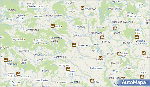 mapa Łukowica, Łukowica na mapie Targeo