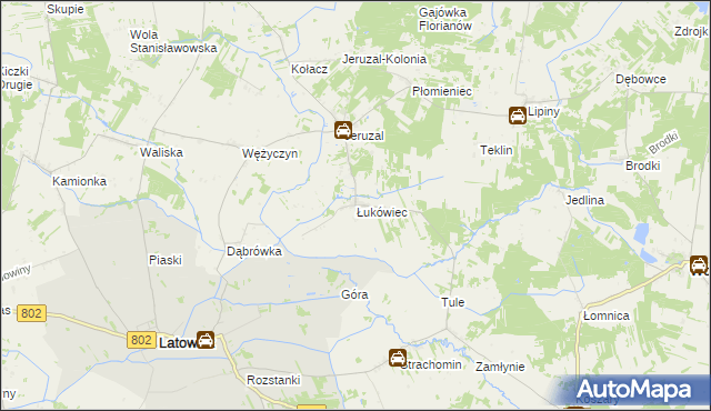 mapa Łukówiec gmina Mrozy, Łukówiec gmina Mrozy na mapie Targeo