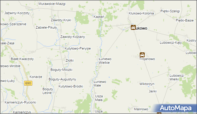 mapa Łuniewo Wielkie, Łuniewo Wielkie na mapie Targeo