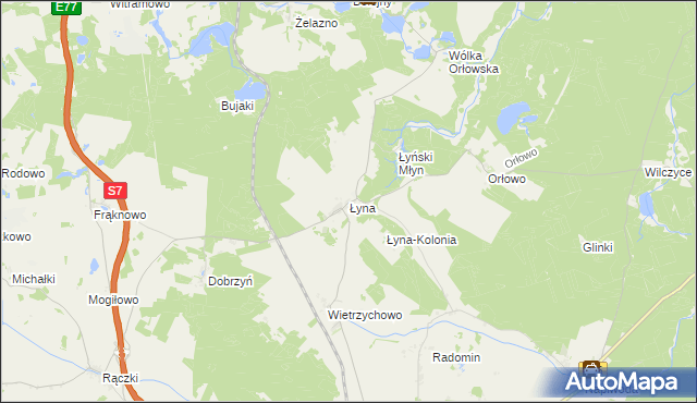 mapa Łyna, Łyna na mapie Targeo