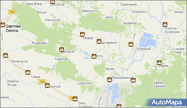 mapa Łysiny gmina Koniecpol, Łysiny gmina Koniecpol na mapie Targeo