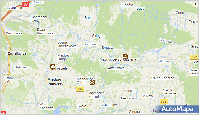 mapa Mąchocice-Scholasteria, Mąchocice-Scholasteria na mapie Targeo