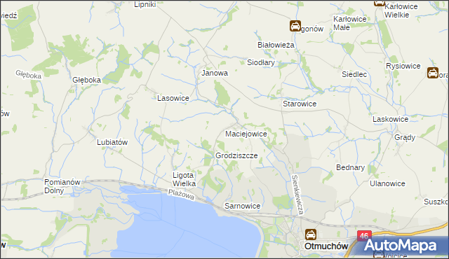 mapa Maciejowice gmina Otmuchów, Maciejowice gmina Otmuchów na mapie Targeo