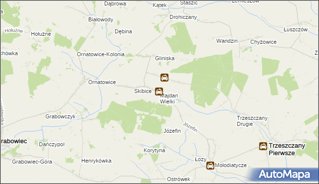 mapa Majdan Wielki gmina Trzeszczany, Majdan Wielki gmina Trzeszczany na mapie Targeo