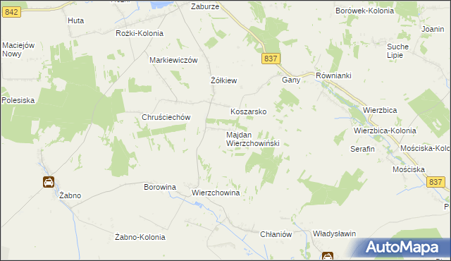 mapa Majdan Wierzchowiński, Majdan Wierzchowiński na mapie Targeo