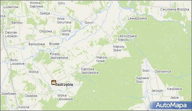 mapa Mąkosy Nowe, Mąkosy Nowe na mapie Targeo