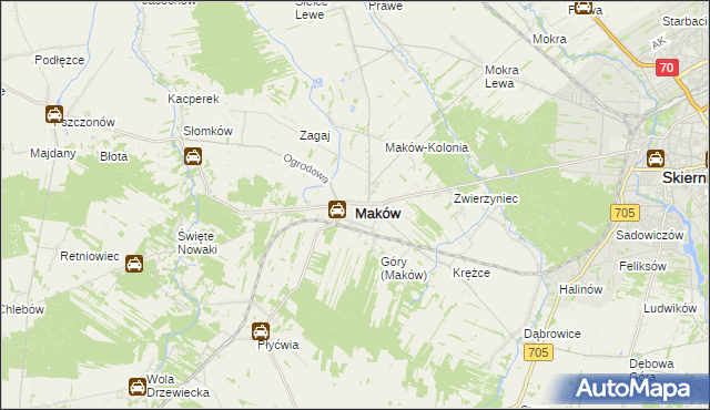 mapa Maków powiat skierniewicki, Maków powiat skierniewicki na mapie Targeo