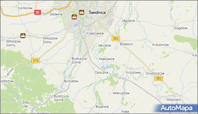 mapa Makowice gmina Świdnica, Makowice gmina Świdnica na mapie Targeo