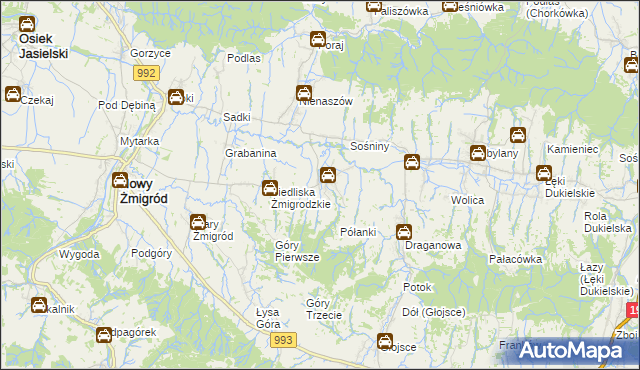 mapa Makowiska gmina Nowy Żmigród, Makowiska gmina Nowy Żmigród na mapie Targeo