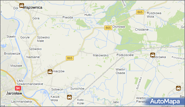 mapa Makowisko gmina Jarosław, Makowisko gmina Jarosław na mapie Targeo