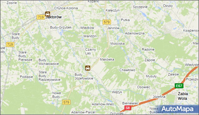 mapa Makówka gmina Grodzisk Mazowiecki, Makówka gmina Grodzisk Mazowiecki na mapie Targeo