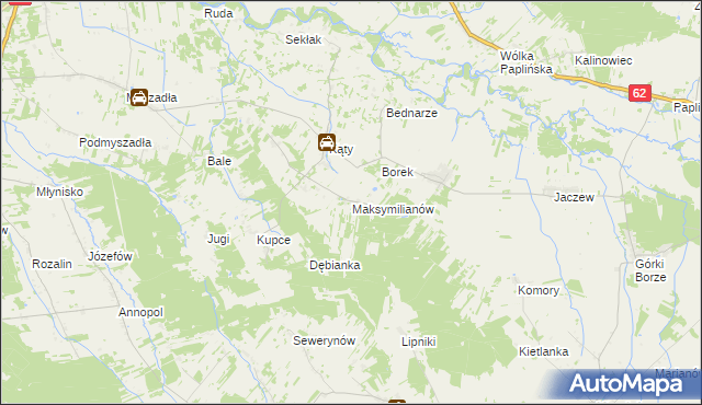 mapa Maksymilianów gmina Korytnica, Maksymilianów gmina Korytnica na mapie Targeo