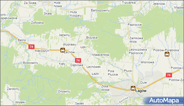 mapa Małacentów, Małacentów na mapie Targeo