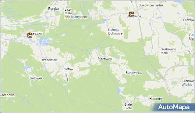 mapa Malerzów, Malerzów na mapie Targeo