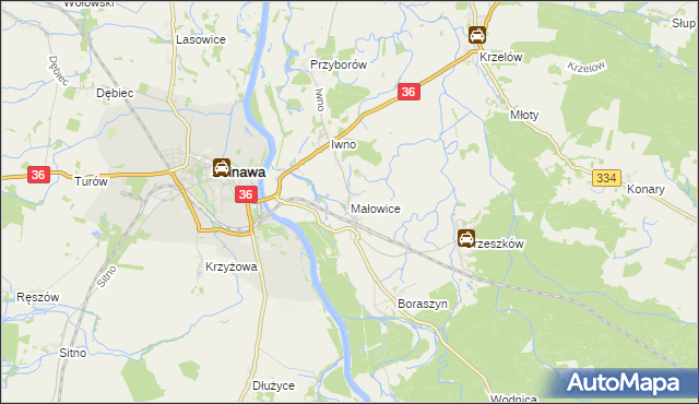 mapa Małowice, Małowice na mapie Targeo