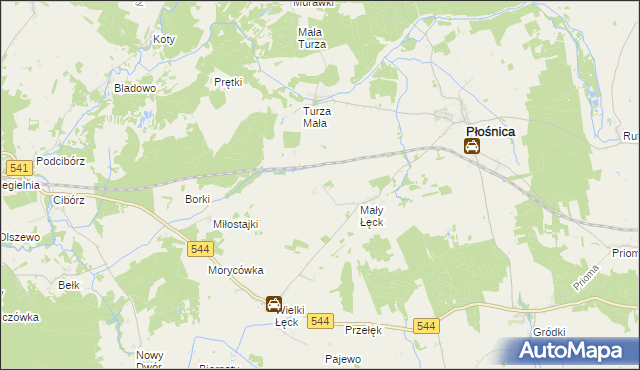 mapa Mały Łęck Osada, Mały Łęck Osada na mapie Targeo