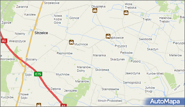 mapa Marianka gmina Strzelce, Marianka gmina Strzelce na mapie Targeo