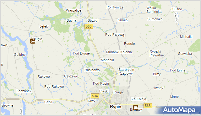 mapa Marianki gmina Rypin, Marianki gmina Rypin na mapie Targeo