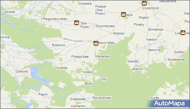 mapa Marianów gmina Błaszki, Marianów gmina Błaszki na mapie Targeo