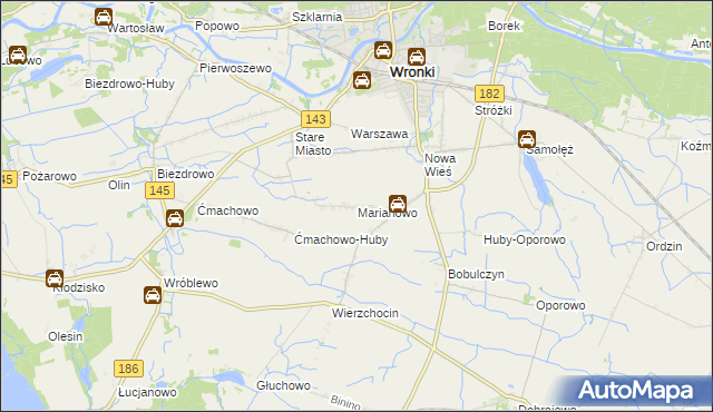 mapa Marianowo gmina Wronki, Marianowo gmina Wronki na mapie Targeo