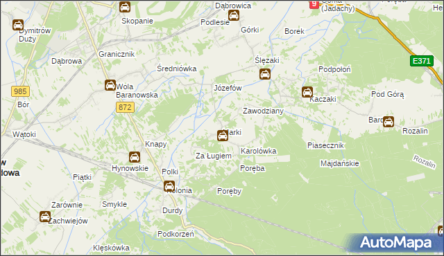 mapa Marki gmina Baranów Sandomierski, Marki gmina Baranów Sandomierski na mapie Targeo