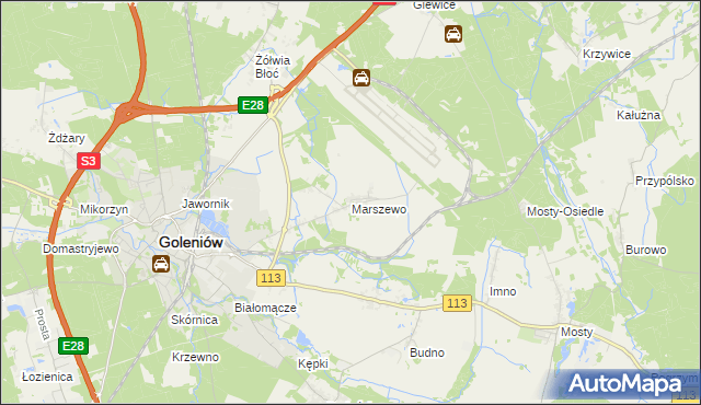 mapa Marszewo gmina Goleniów, Marszewo gmina Goleniów na mapie Targeo