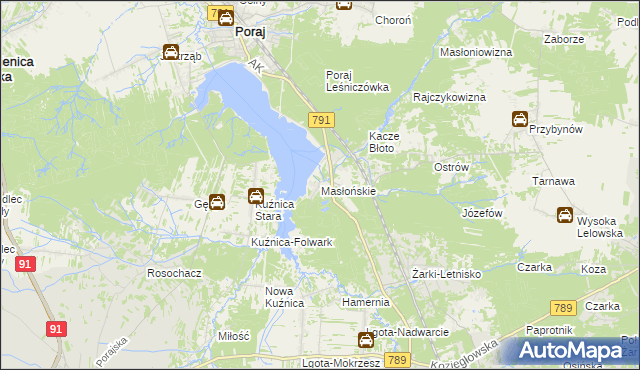 mapa Masłońskie, Masłońskie na mapie Targeo