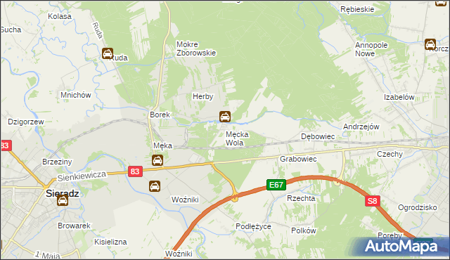 mapa Męcka Wola, Męcka Wola na mapie Targeo