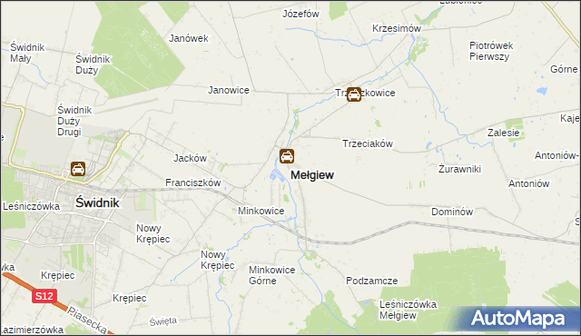 mapa Mełgiew, Mełgiew na mapie Targeo