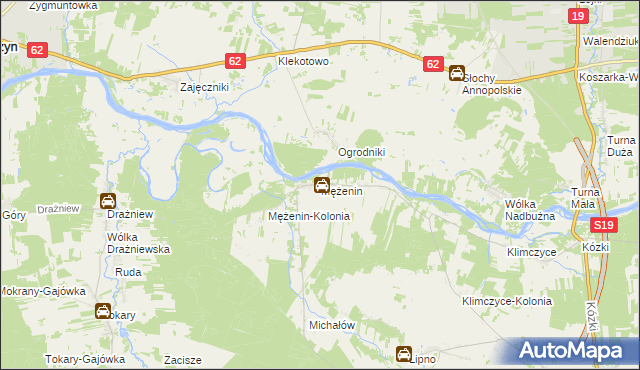 mapa Mężenin gmina Platerów, Mężenin gmina Platerów na mapie Targeo