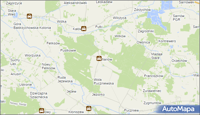 mapa Mianów, Mianów na mapie Targeo