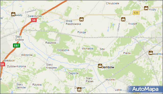 mapa Michałów gmina Klembów, Michałów gmina Klembów na mapie Targeo