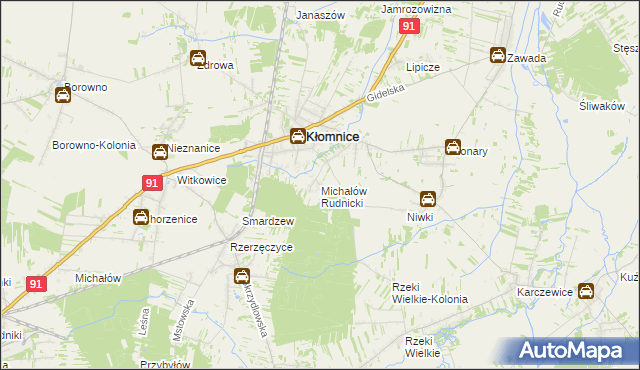 mapa Michałów gmina Kłomnice, Michałów gmina Kłomnice na mapie Targeo