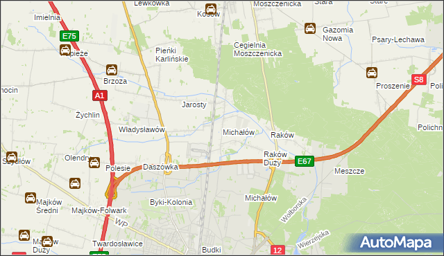 mapa Michałów gmina Moszczenica, Michałów gmina Moszczenica na mapie Targeo