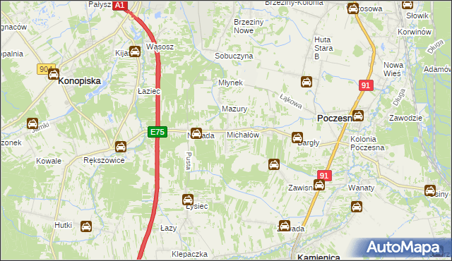 mapa Michałów gmina Poczesna, Michałów gmina Poczesna na mapie Targeo