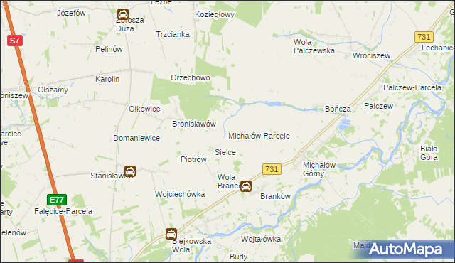 mapa Michałów-Parcele, Michałów-Parcele na mapie Targeo