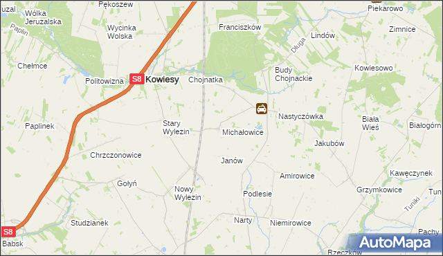 mapa Michałowice gmina Kowiesy, Michałowice gmina Kowiesy na mapie Targeo