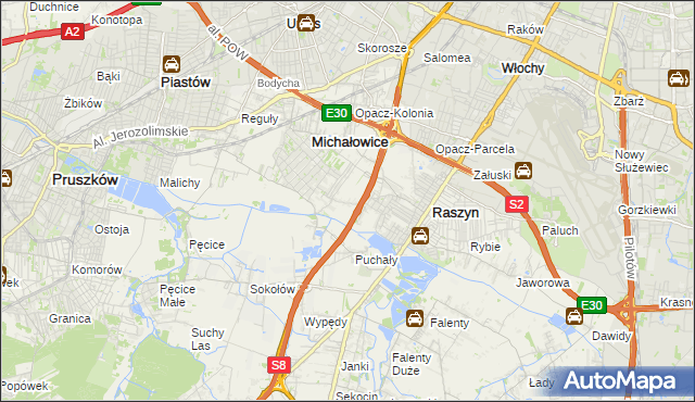 mapa Michałowice-Wieś, Michałowice-Wieś na mapie Targeo